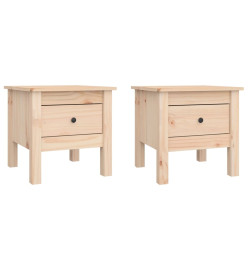 Tables d'appoint 2 pcs 40x40x39 cm Bois massif de pin