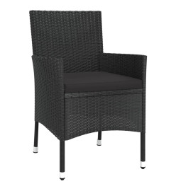 Mobilier à dîner de jardin et coussins 5pcs Noir Résine tressée