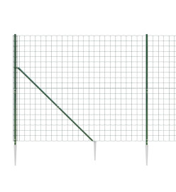 Clôture en treillis métallique et piquet d'ancrage vert 1,6x10m