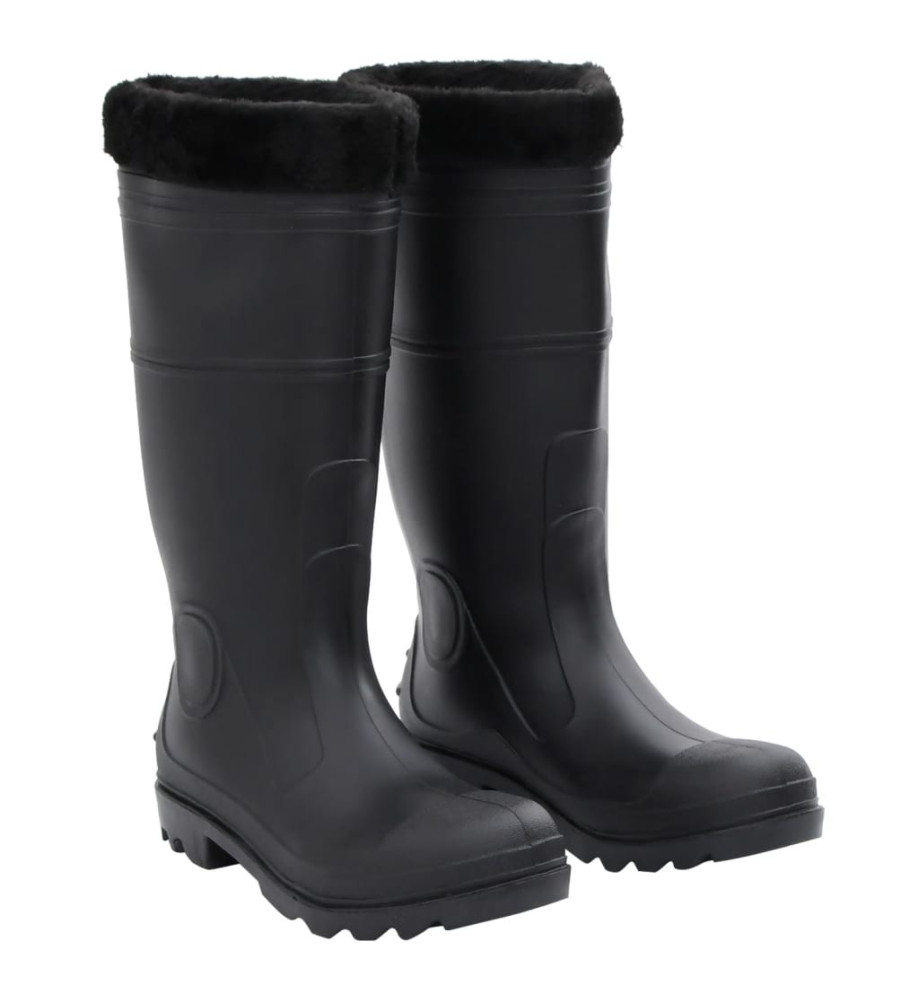 Bottes de pluie avec chaussettes amovibles noir taille 42 PVC