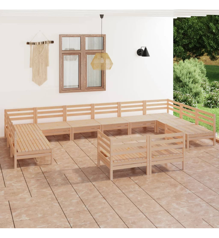 Salon de jardin 12 pcs Bois de pin massif