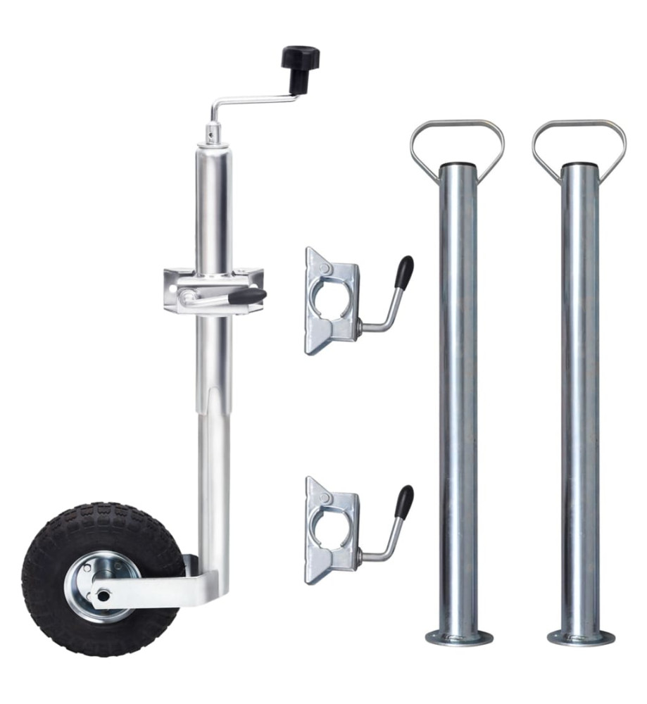 Roue jockey 48 mm avec 2 tubes de support et 3 pinces fendues