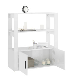 Buffet Blanc brillant 80x30x90 cm Bois d'ingénierie