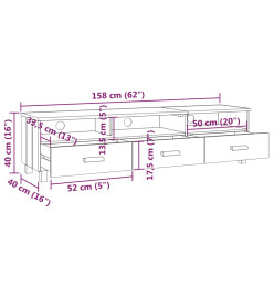 Meuble TV HAMAR Marron miel 158x40x40 cm Bois massif de pin