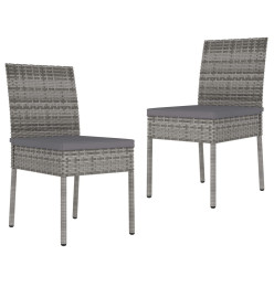 Chaises de salle à manger de jardin 2 pcs Résine tressée Gris