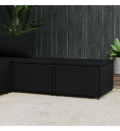 Repose-pieds de jardin avec coussins 2 pcs noir résine tressée