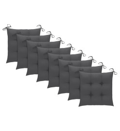 Chaises de jardin avec coussins 8 pcs Bois d'acacia solide