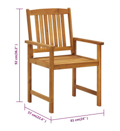 Chaises de jardin avec coussins 8 pcs Bois d'acacia solide