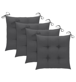 Chaises de jardin empilables avec coussins 4 pcs Teck solide