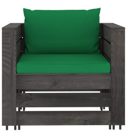 Salon de jardin 7 pcs avec coussins Bois imprégné de gris