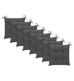Chaises de jardin avec coussins 8 pcs Bois d'acacia solide