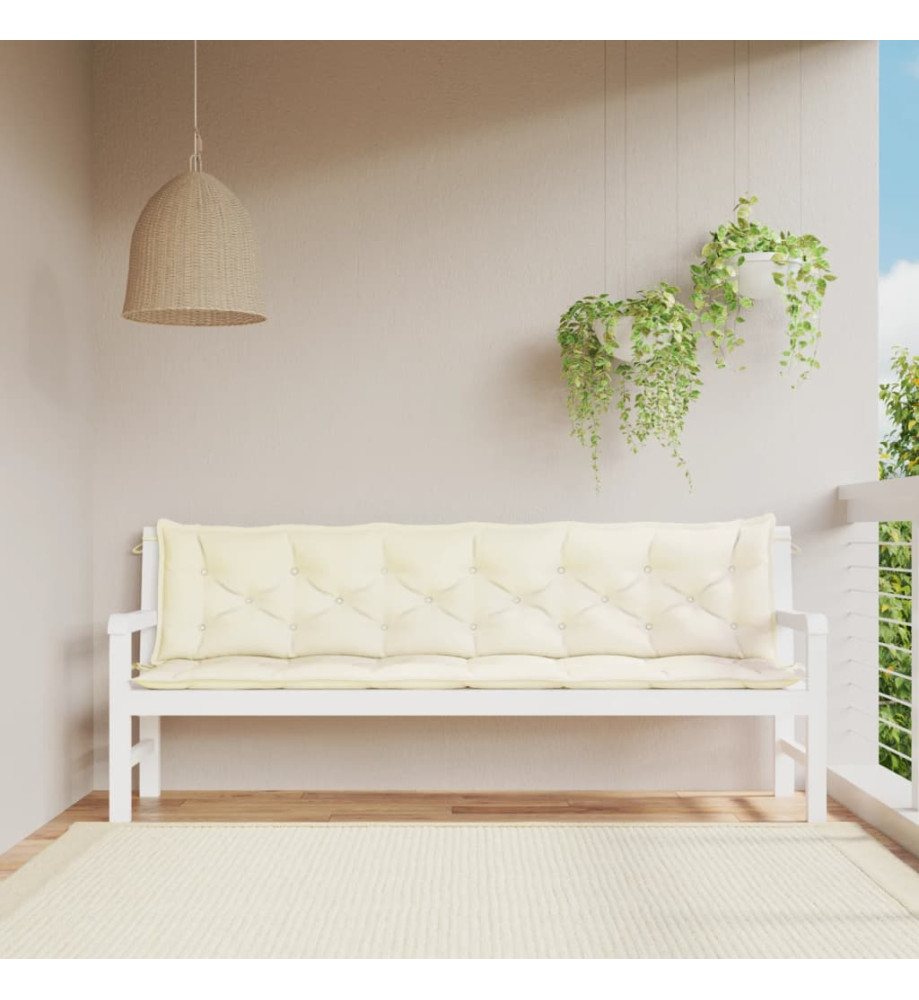 Coussins de banc de jardin 2 pcs blanc crème tissu Oxford