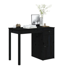 Bureau Noir 100x50x75 cm Bois massif de pin