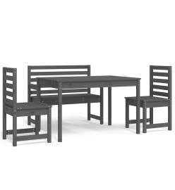 Ensemble à dîner de jardin 4 pcs gris bois massif de pin