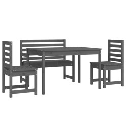 Ensemble à dîner de jardin 4 pcs gris bois massif de pin