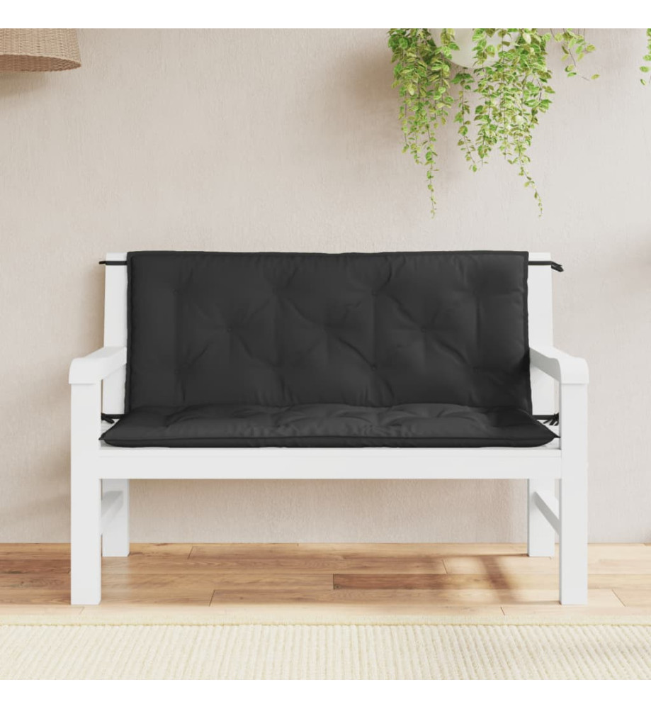 Coussins de banc de jardin 2 pcs noir 120x50x7 cm tissu Oxford