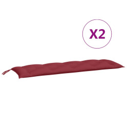 Coussins de banc de jardin 2 pcs rouge bordeaux tissu Oxford