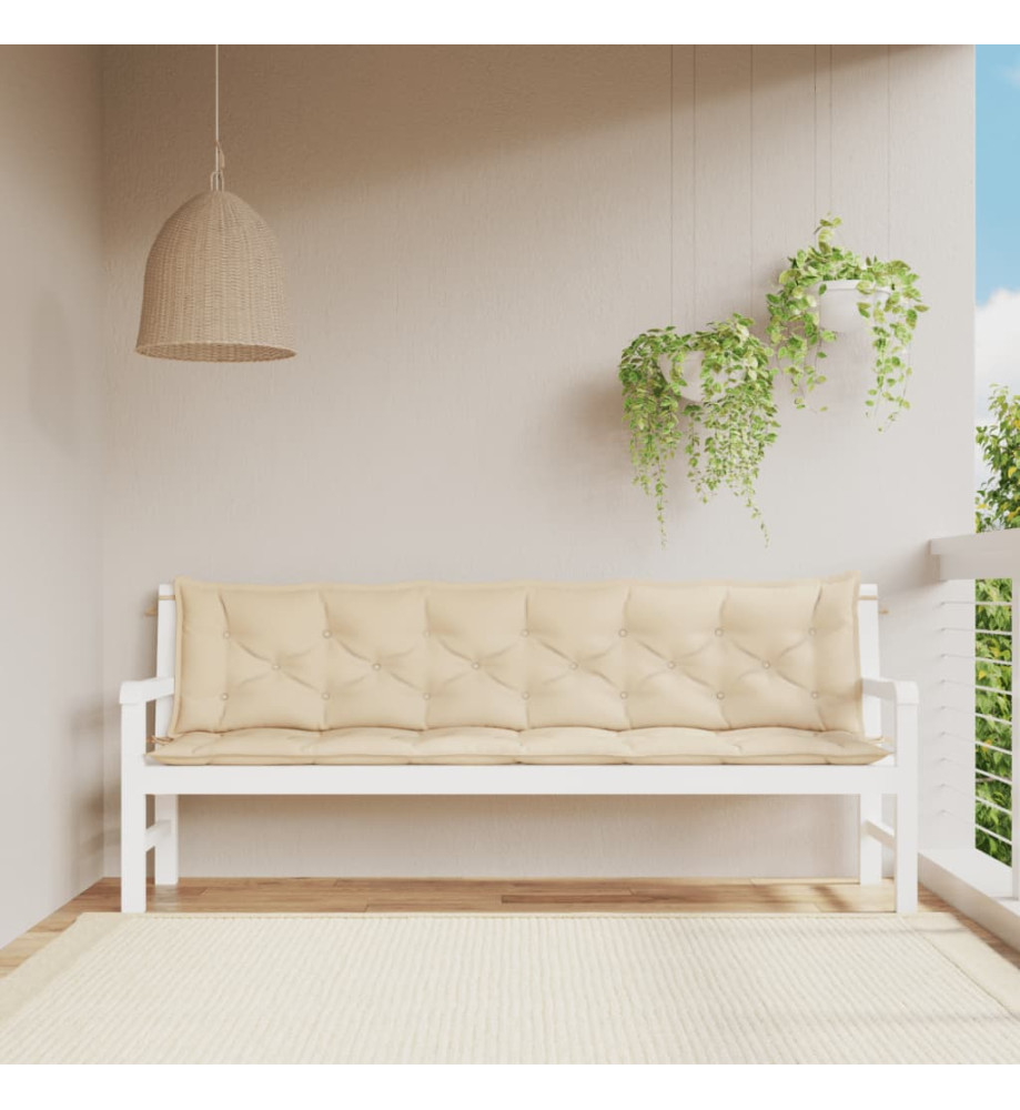 Coussins de banc de jardin 2 pcs beige 200x50x7 cm tissu Oxford