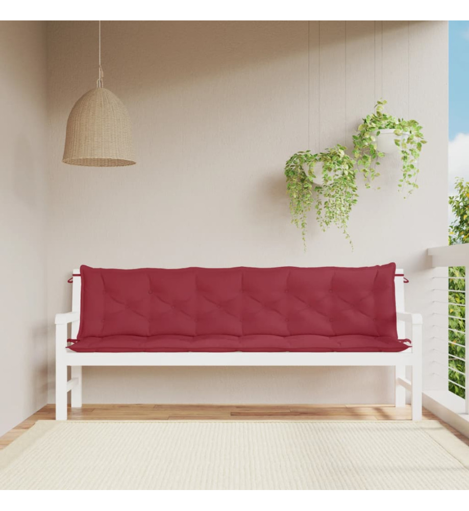 Coussins de banc de jardin 2 pcs rouge bordeaux tissu Oxford Coussins de banc de jardin 2 pcs rouge bordeaux tissu Oxford