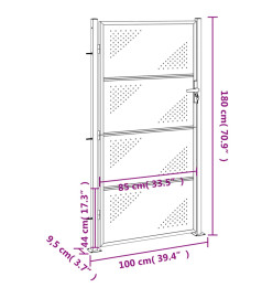 Portail de jardin 100x180 cm acier inoxydable