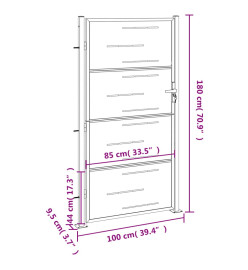 Portail de jardin 100x180 cm acier inoxydable