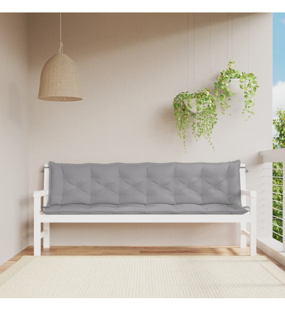 Coussins de banc de jardin 2 pcs gris 200x50x7 cm tissu Oxford