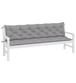 Coussins de banc de jardin 2 pcs gris 200x50x7 cm tissu Oxford