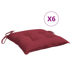 Coussins de chaise 6 pcs rouge bordeaux 40x40x7 cm tissu oxford