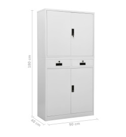 Armoire de bureau Gris clair 90x40x180 cm Acier