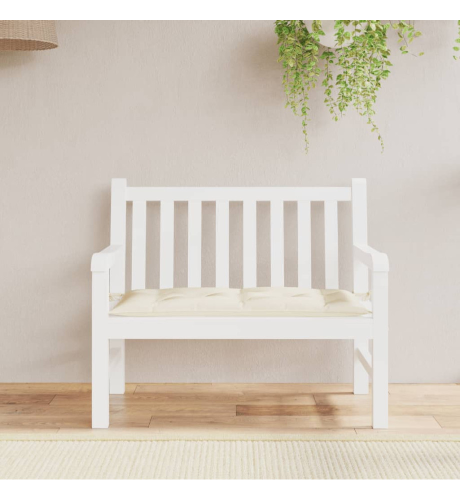 Coussin de banc de jardin blanc crème 110x50x7 cm tissu oxford