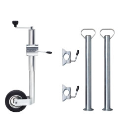 Roue jockey 60 mm avec 2 tubes de support et 3 pinces fendues