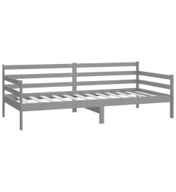 Lit de repos avec matelas 90x200 cm Gris Bois de pin massif