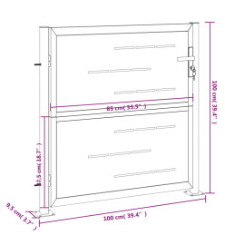 Portail de jardin 100x100 cm acier inoxydable