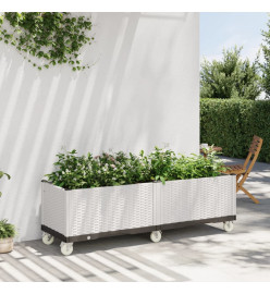 Jardinière à roulettes blanc 160x50x54 cm PP