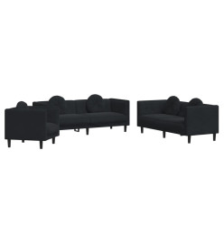 Ensemble de canapés 3 pcs avec coussins noir velours