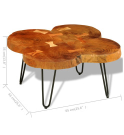 Table basse 35 cm 4 troncs Bois