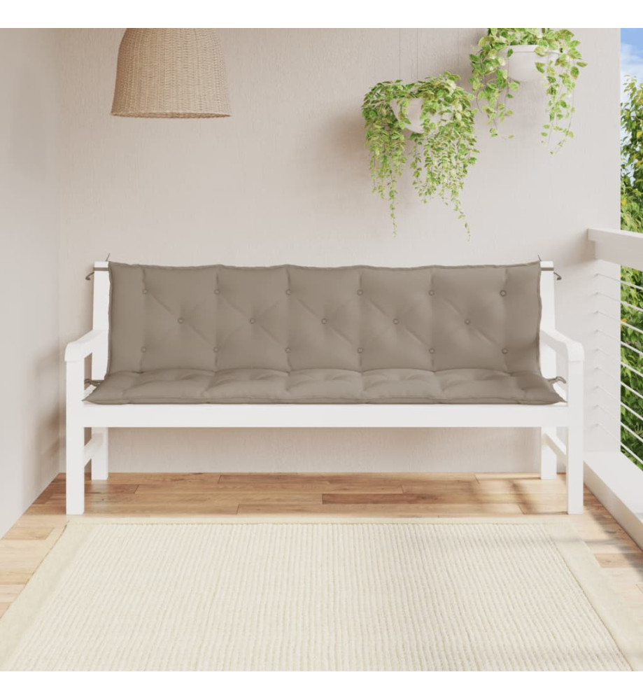 Coussins de banc de jardin 2 pcs taupe 180x50x7 cm tissu Oxford