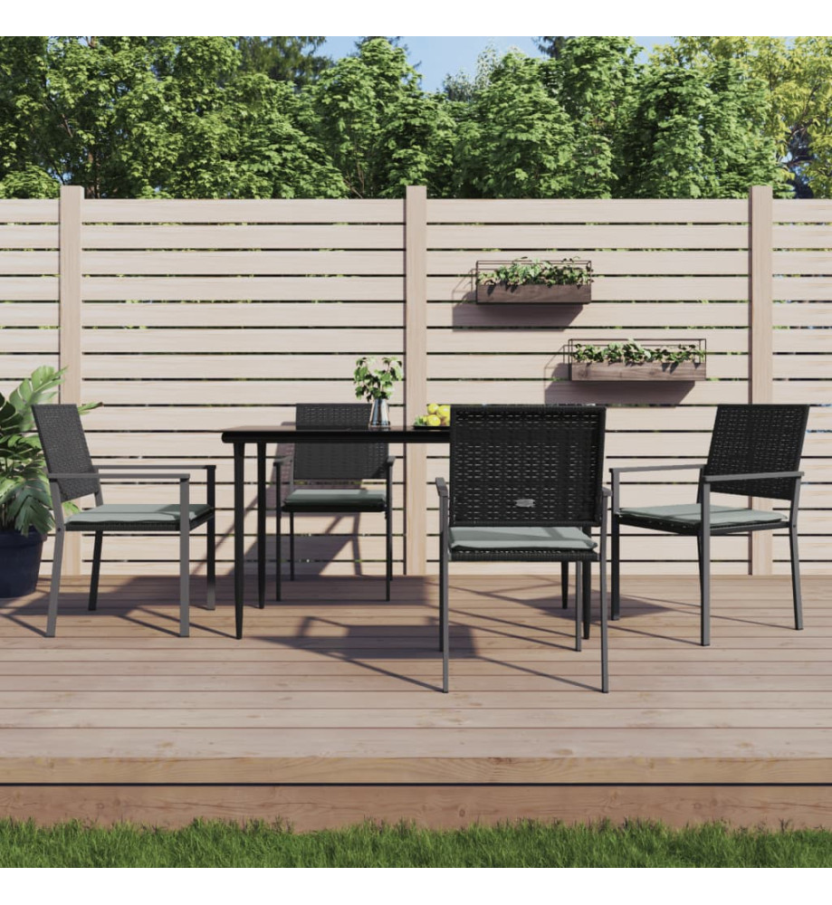 Chaises de jardin et coussins lot de 4 noir 54x62,5x89 cm rotin