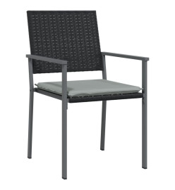 Chaises de jardin et coussins lot de 4 noir 54x62,5x89 cm rotin