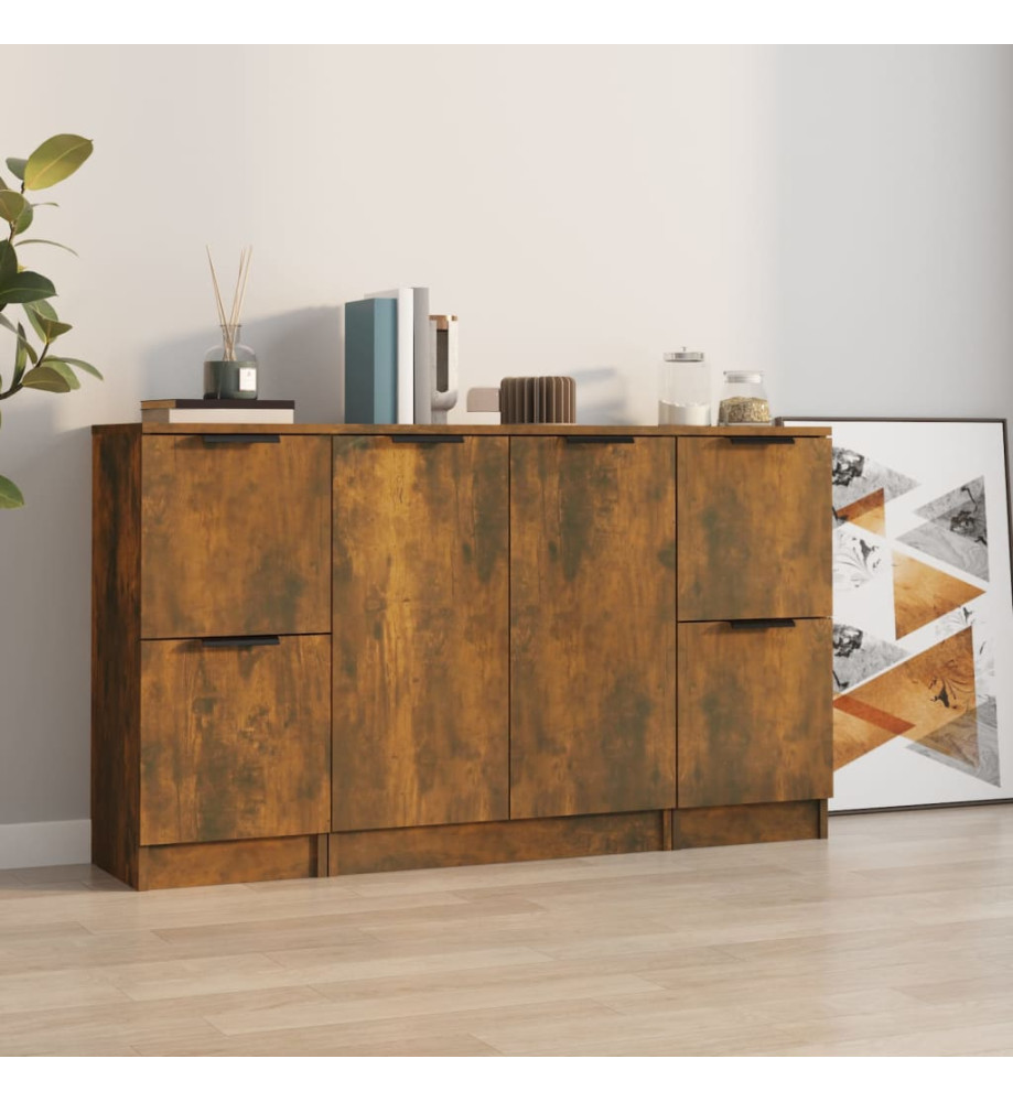 Buffets 3 pcs Chêne fumé Bois d'ingénierie