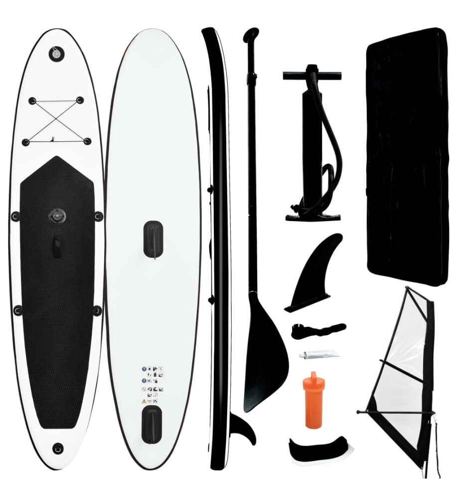 Ensemble de planche SUP gonflable avec voile Noir et blanc