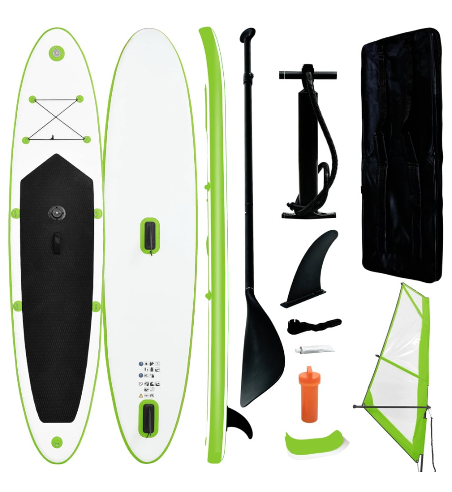 Ensemble de planche SUP gonflable avec voile Vert et blanc