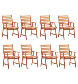 Chaises à dîner d'extérieur 8 pcs avec coussins Acacia massif