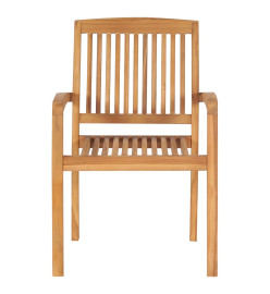Chaises de jardin empilables avec coussins 4 pcs Teck solide