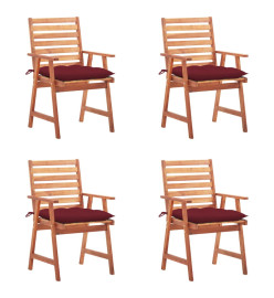 Chaises à dîner d'extérieur 4 pcs avec coussins Acacia massif