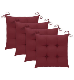 Chaises à dîner d'extérieur 4 pcs avec coussins Acacia massif