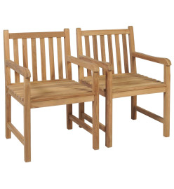 Chaises de jardin 2 pcs avec coussins noir Bois de teck massif