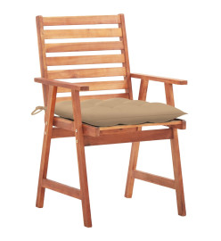 Chaises à dîner d'extérieur 3 pcs avec coussins Acacia massif