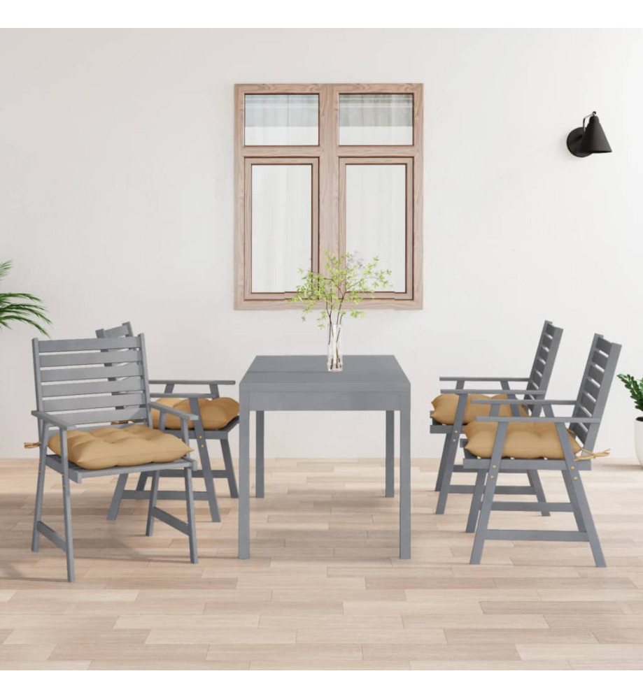 Chaises à dîner d'extérieur avec coussins 4 pcs Acacia massif Chaises à dîner d'extérieur avec coussins 4 pcs Acacia massif