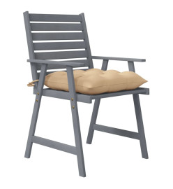 Chaises à dîner d'extérieur avec coussins 4 pcs Acacia massif